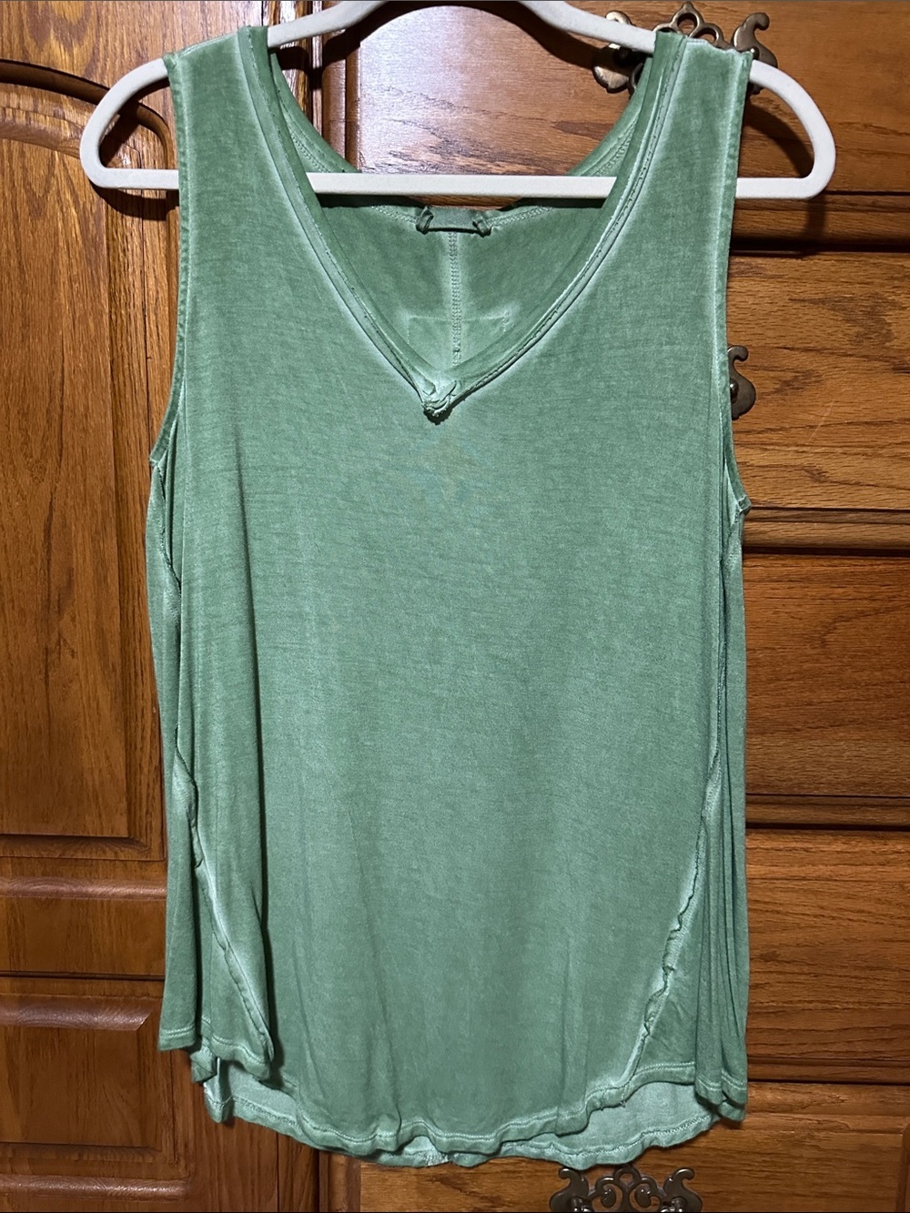 Olive Green Sleeveless V-Neck Tank Top